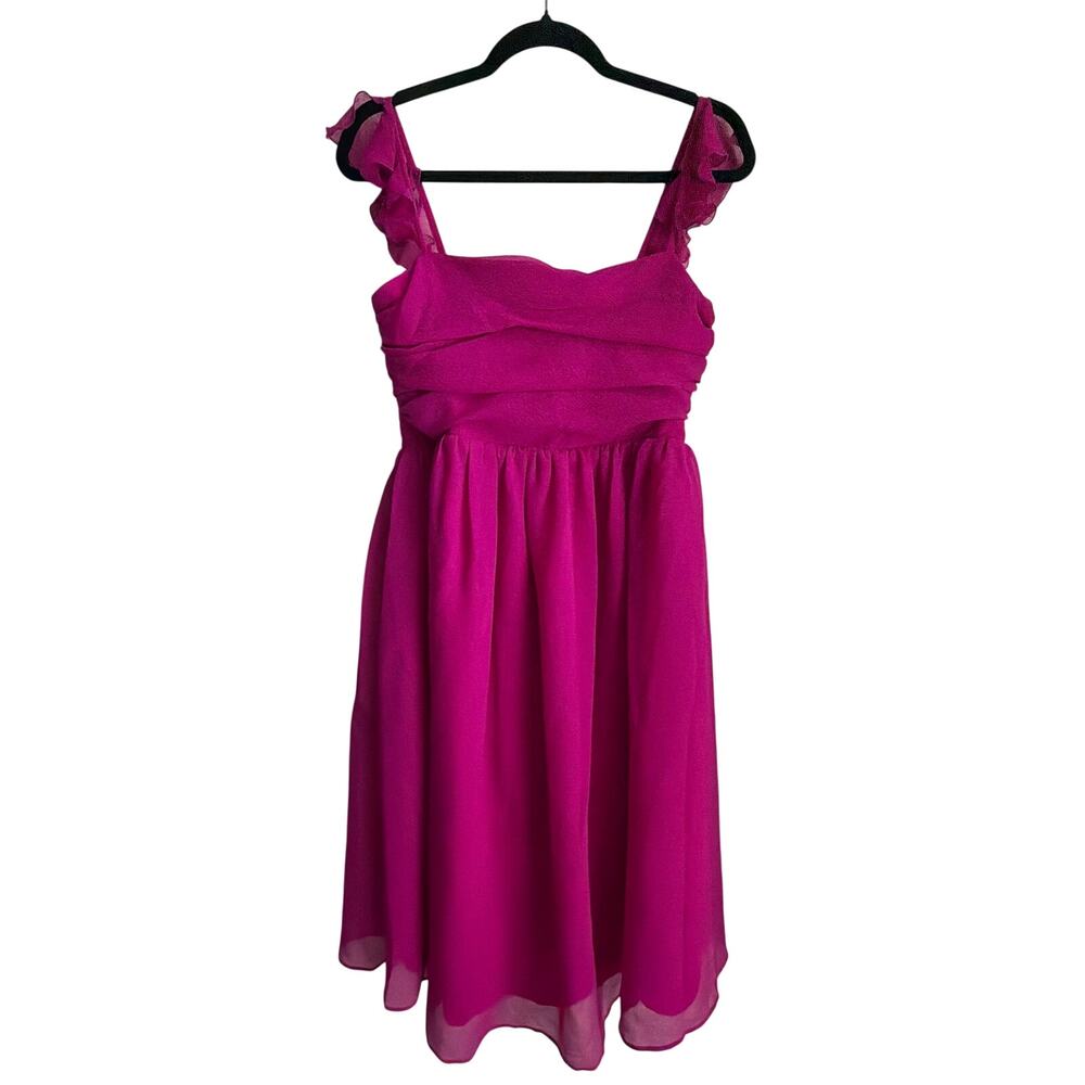 HATCH Fuchsia Smocked Ruffle Strap Midi Dress Pink Maternity Size 2